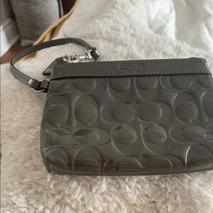Coach Gray Monogram Wristlet Clutch